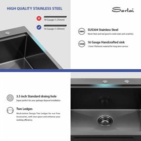 img 1 attached to 28 Inch Gunmetal Black Kitchen Sink Drop In Workstation - Sarlai 28 X22 Inch Drop In Nano Coating Stainless Steel Single Bowl Topmount Kitchen Sink
