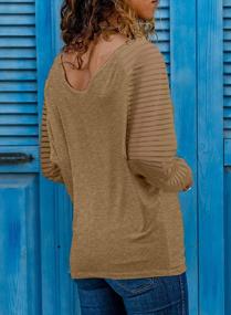 img 2 attached to Women'S Striped Sheer Mesh Patchwork Blouses And Tops - Casual V Neck With Long Sleeves