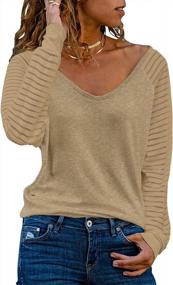 img 3 attached to Women'S Striped Sheer Mesh Patchwork Blouses And Tops - Casual V Neck With Long Sleeves