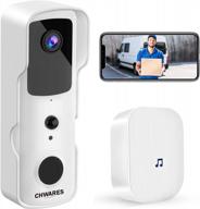 1080p hd беспроводная wifi видеокамера дверного звонка с перезвоном, ночным видением, двусторонней связью, совместимостью с alexa, простой установкой - chwares (белый) логотип