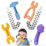 chuya baby teether toys - soft silicone bpa-free baby chew toy for 0-6 months and 6-12 months, hammer wrench teething toys for infants and toddlers - pack of 4 - ideal baby gift logo