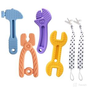 img 3 attached to Chuya Baby Teether Toys - Soft Silicone BPA-Free Baby Chew Toy for 0-6 Months and 6-12 Months, Hammer Wrench Teething Toys for Infants and Toddlers - Pack of 4 - Ideal Baby Gift