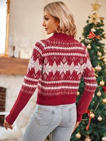 img 3 attached to Stay Festive And Cozy: ZAFUL'S Women'S Snowflake Christmas Sweater