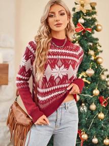 img 2 attached to Stay Festive And Cozy: ZAFUL'S Women'S Snowflake Christmas Sweater