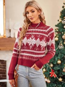 img 1 attached to Stay Festive And Cozy: ZAFUL'S Women'S Snowflake Christmas Sweater