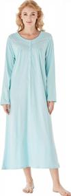 img 4 attached to Women'S Soft 100% Cotton Long-Sleeve Nightgowns - Elegant And Comfortable Lightweight House Dresses For Older Ladies By Keyocean