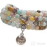 img 6 attached to Bivei 108 Genuine Gemstone Mala Beads Bracelet With Lotus Charm - Ideal For Meditation And Prayer