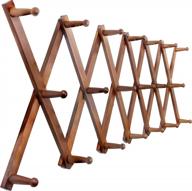 expandable wooden coat rack and accordion hanger with 20 pegs, modern wall mount for hats and jackets, walnut finish by skoloo logo