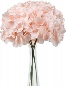 img 4 attached to Pack Of 5 Artificial Hydrangea Flowers With Removable Stems - Full Silk Blush Hydrangea Heads - Perfect For Home Decor, Weddings, And DIY Projects