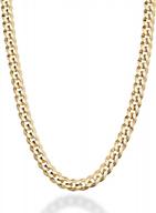 miabella italian 5mm diamond-cut cuban link curb chain necklace in solid 18k gold over sterling silver for women and men - made in italy from 925 sterling silver logo
