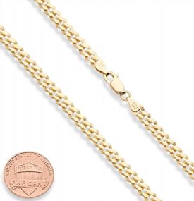 img 3 attached to Miabella Italian 5Mm Diamond-Cut Cuban Link Curb Chain Necklace In Solid 18K Gold Over Sterling Silver For Women And Men - Made In Italy From 925 Sterling Silver