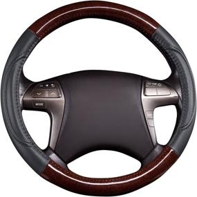 img 1 attached to 🐎 Horse Kingdom Genuine Leather Steering Wheel Cover - Non-Slip, Breathable, Universal Fit for SUVs, Vans, Cars, Trucks (Gray)