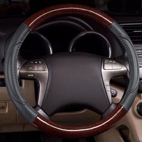 img 3 attached to 🐎 Horse Kingdom Genuine Leather Steering Wheel Cover - Non-Slip, Breathable, Universal Fit for SUVs, Vans, Cars, Trucks (Gray)