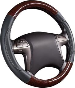 img 4 attached to 🐎 Horse Kingdom Genuine Leather Steering Wheel Cover - Non-Slip, Breathable, Universal Fit for SUVs, Vans, Cars, Trucks (Gray)