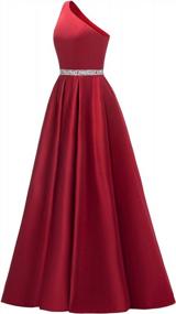 img 3 attached to Yexinbridal Long One Shoulder Prom Dress With Beaded Belt And Satin Fabric - Elegant Formal Evening Ball Gown For Women In 2023