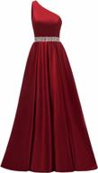 yexinbridal long one shoulder prom dress with beaded belt and satin fabric - elegant formal evening ball gown for women in 2023 logo