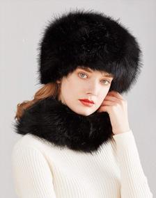 img 3 attached to Women'S Faux Fur Russian Cossack Hat And Scarf Set