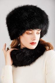 img 1 attached to Women'S Faux Fur Russian Cossack Hat And Scarf Set
