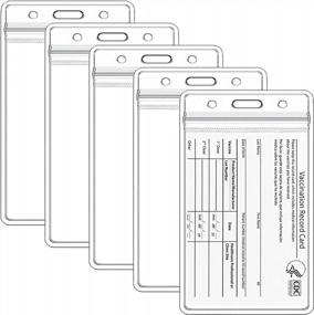 img 4 attached to Waterproof Vaccination Card Protectors - 5 Pack Vertical 4 X 3" Clear Plastic ID Holders For Immunization Record, Vaccine Card, Name Tags, And Badge Holders By Teskyer