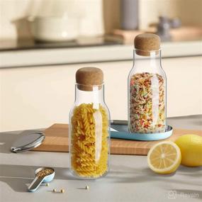 img 3 attached to ComSaf Clear Glass Food Storage Canister with Airtight Cork Lid - 23oz/700ml Set of 3: Kitchen Pantry Container for Tea Coffee Sugar Flour Spices