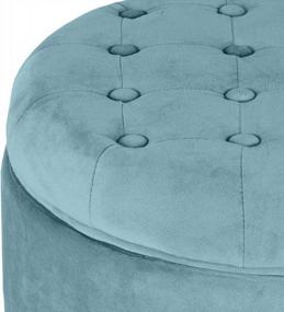 img 3 attached to Teal Velvet Round Ottoman With Storage - Stylish And Chic Addition To Your Living Room And Bedroom Decor By Homepop