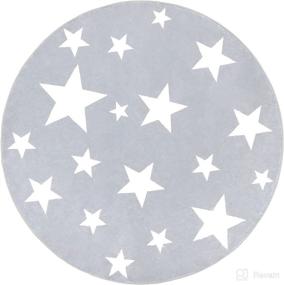 img 4 attached to Soft and Durable Starry Sky Kids Rug 4 ft - Topotdor Round Area Rug for Nursery, Playroom, Homeschool (Light Grey)