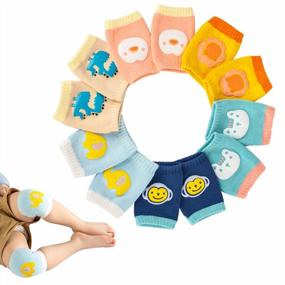 img 4 attached to 6 Pairs Unisex Baby Knee Pads For Crawling - Anti-Slip Protectors For Infant Toddlers Girls & Boys
