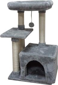 img 2 attached to Premium FISH&amp;NAP Cat Tree: Ultimate Cat Tower Condo with Jump Platform, Scratching Posts, and Play House - Grey