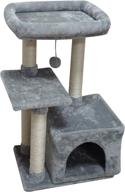 premium fish&amp;nap cat tree: ultimate cat tower condo with jump platform, scratching posts, and play house - grey logo