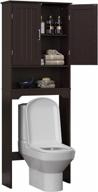 espresso freestanding bathroom spacesaver with wood doors and adjustable shelf - over the toilet storage cabinet and organizer by homefort logo
