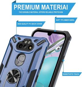 img 2 attached to GORGCASE For LG Aristo 5/Phoenix 5/Fortune 3/Risio 4/Aristo 5 Plus/Tribute Monarch/K8X/K31 CASE W/Glass Screen Protector Heavy Duty 360° Rotating Ring Stand (Works W/Magnetic Car Mount) Navy Blue