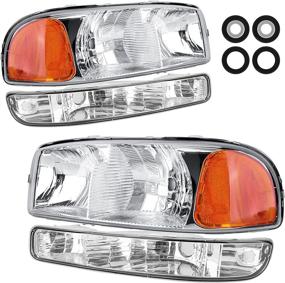 img 4 attached to 🚘 1999-2006 Sierra/Yukon Headlight Assembly by POLLY WALES - Chrome Housing Clear Lens Amber Reflector - Headlamp Replacement for 99-06 Sierra/00-06 Yukon - Left and Right