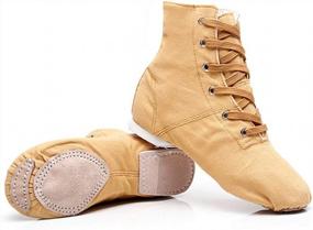 img 4 attached to HIPPOSEUS Canvas Jazz Dance Boots: Lace-Up Flat Shoes For Unisex Adults To Perfect Practice Dancing