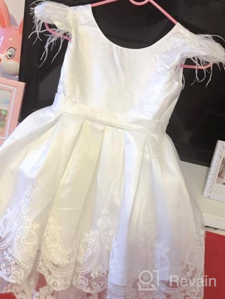 img 1 attached to White Lace Embroider Bowknot Flower Girl Dresses For Pageant Party Wedding Gowns Ages 1-10 review by Luis Norman