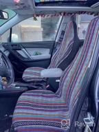 img 1 attached to 4Pcs Universal Car, SUV & Truck Front Seat Cover Baja Blanket Bucket Stripe Colorful Cute Copap With Seat-Belt Pad Protectors. review by Chad Jeffries