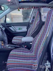 img 6 attached to 4Pcs Universal Car, SUV & Truck Front Seat Cover Baja Blanket Bucket Stripe Colorful Cute Copap With Seat-Belt Pad Protectors.