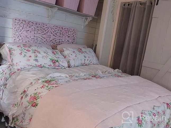 img 1 attached to Full Size 4-Pieces FADFAY Farmhouse Bedding Vintage Rose Floral Duvet Cover, White Lace & Ruffle Style 100% Cotton Exquisite Craft Elegant Shabby review by Trina Piskie