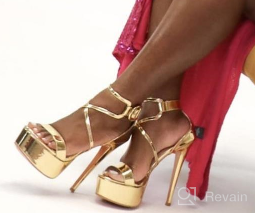 img 1 attached to LISHAN Women'S Sexy Gold Stiletto Heel Platform Open Toe Ankle Strap Sandals review by Mike Castro