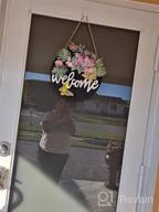 img 1 attached to Artificial Flowers Welcome Sign For Front Porch- Interchangeable Wood Hanging Sign Decor For Rustic Farmhouse Coffee Bar Door Decorating（Brown） review by Adrian Woodside
