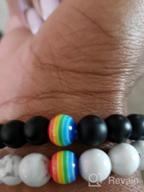 img 1 attached to LGBT Relationship Bracelet: White Howlite & Black Lava Rock, Rainbow Resin, Handmade, Love is Colorful, Gay Couples review by Evan Burnside