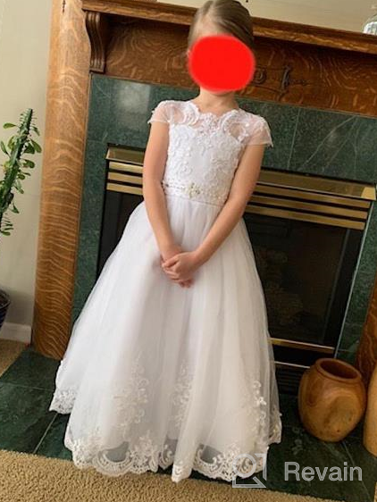 img 1 attached to Tulle Lace Flower Girl Dress: Elegant Maxi Ball Gown with Sash, Beading, and Back Hole for Pageants and Special Occasions review by Alicia Watts