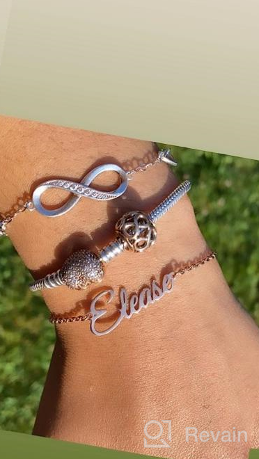 img 1 attached to DayOfShe Personalized Name Bracelet or Anklet for Women | Custom Engraved Inspirational Cuff Bangle | Infinity Love Gift for Mom Couples review by Danny Robertson