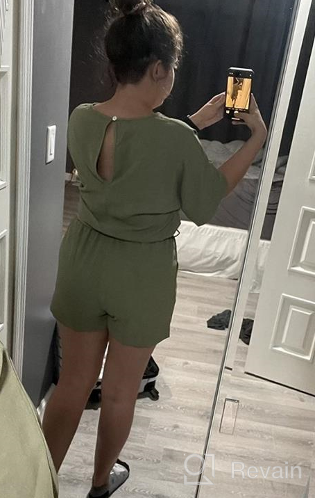 img 1 attached to Stylish And Comfortable Women'S V Neck Romper With Pockets And High Waist Belt review by Christopher Cheek