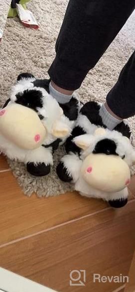 img 1 attached to Fuzzy Indoor Panda And Cow Plush Slippers For Women, Men, Boys, Girls, And Kids - Perfect For Winter, By Onmygogo review by Sara Gowan