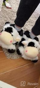 img 5 attached to Fuzzy Indoor Panda And Cow Plush Slippers For Women, Men, Boys, Girls, And Kids - Perfect For Winter, By Onmygogo