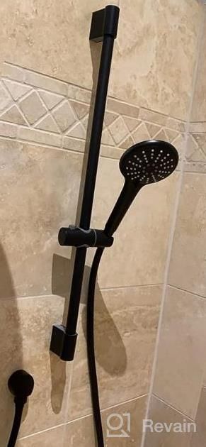 img 1 attached to Gabrylly Brushed Gold Wall Mounted Slide Bar Shower System With High Pressure 10" Rain Shower Head, 5-Setting Handheld Shower Set, And Valve Trim Diverter. review by Adam Nelson