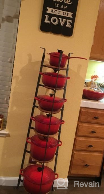img 1 attached to Free Standing Cookware Stand With 6 Tiers, Hammered Steel Pot Rack (Fully Assembled) review by Jake Mccallum