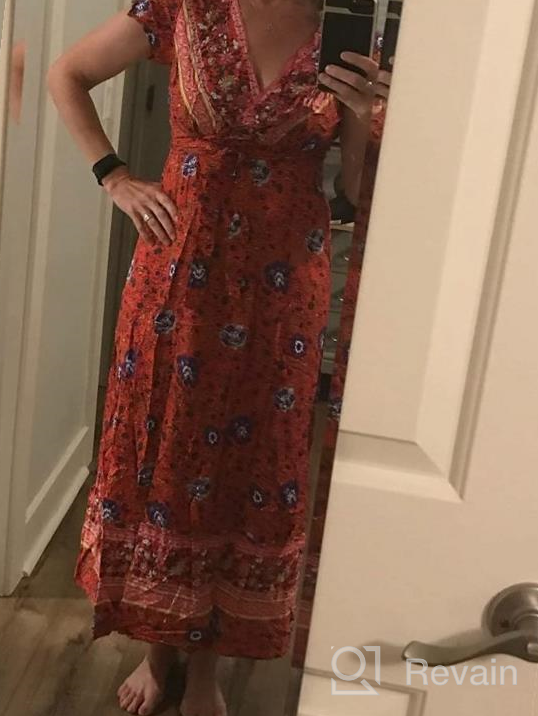 img 1 attached to Women'S Summer Wrap Dress: Bohemian Floral Print, V-Neck High Split Maxi - S-XL review by Jeffrey Johnston