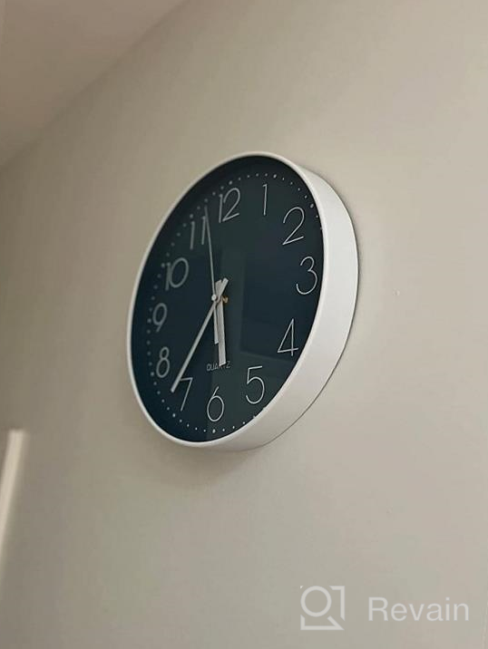 img 1 attached to Stylish & Quiet 12 Inch Wall Clock - Perfect For Office, Classroom & Home Decor - Battery Operated, Non Ticking - Jomparis Black Quartz Wall Clock review by Stephen Russian