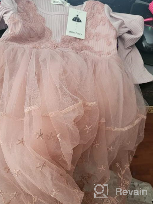 img 1 attached to 🌸 NNJXD Girls' Elegant Tulle Bow Belt Princess Dress with Flower Print review by Don Barbee